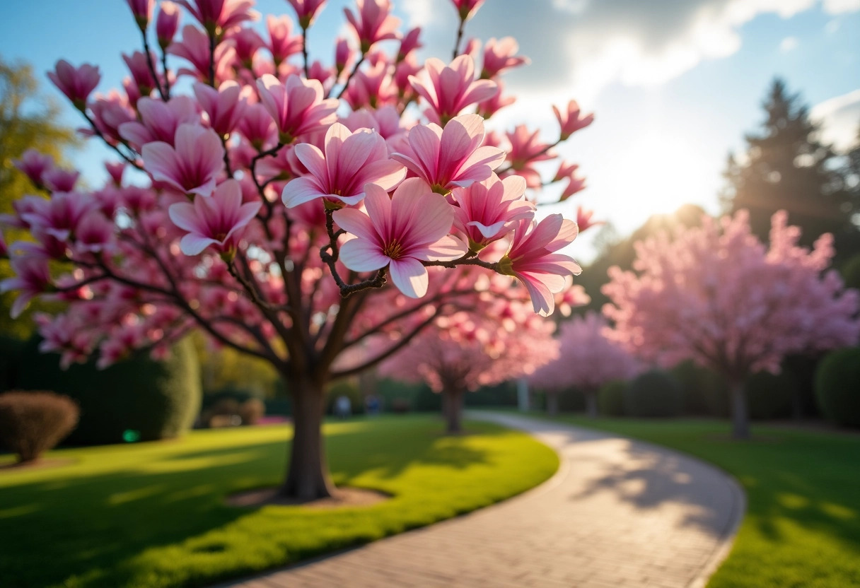 arbres fleurs roses